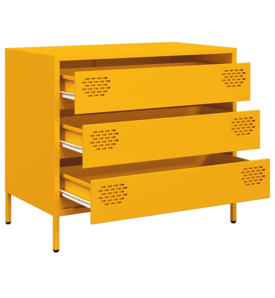 Buffet jaune moutarde 68x39x58,5 cm acier laminé à froid