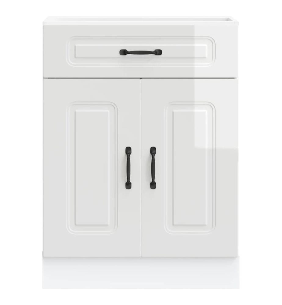 Armoire de cuisine Kalmar blanc brillant bois ingénierie