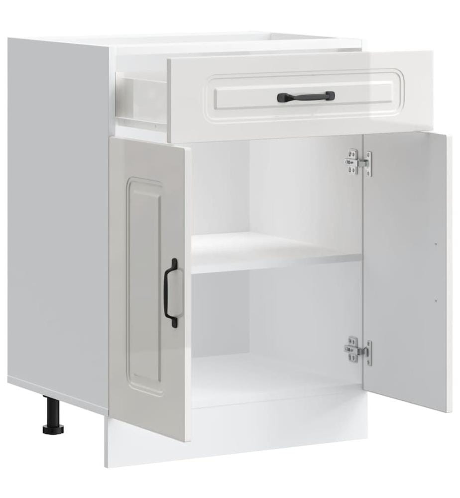 Armoire de cuisine Kalmar blanc brillant bois ingénierie