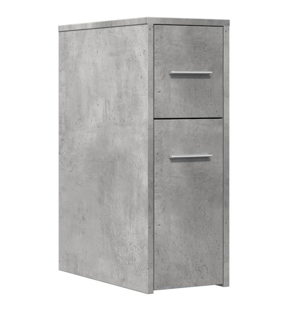 Badschrank Schmal mit Rollen Betongrau Holzwerkstoff