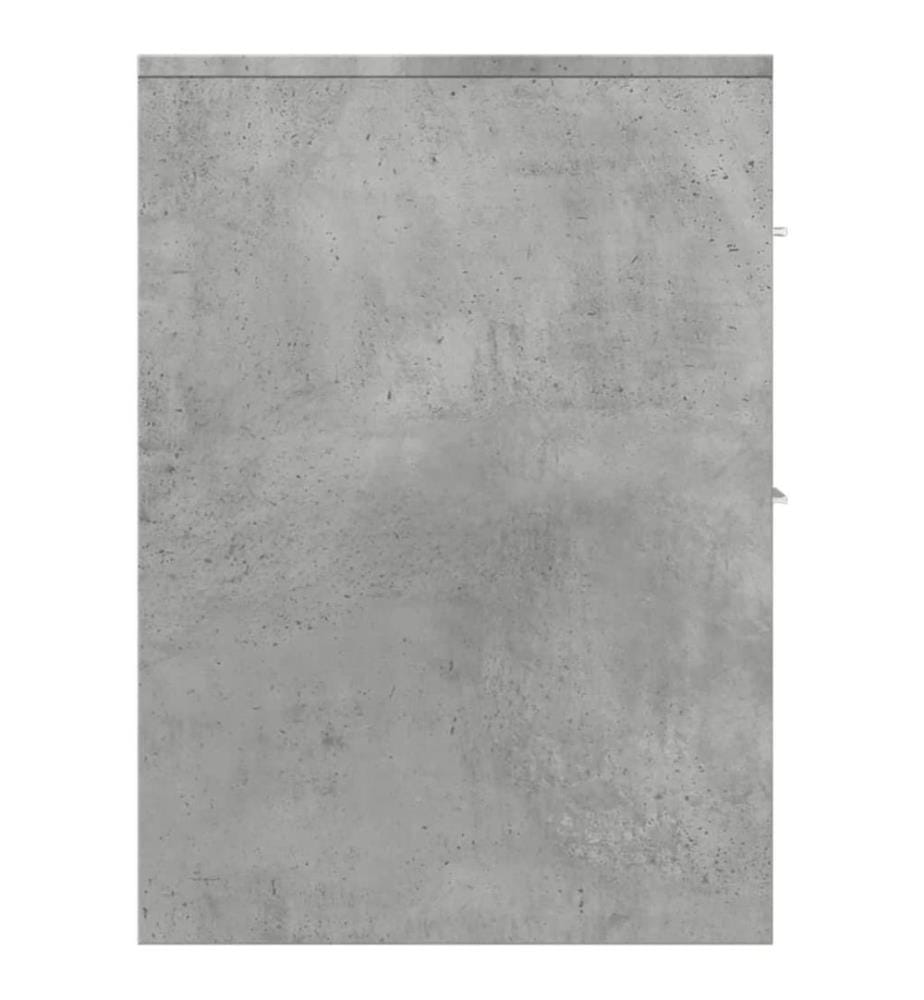 Badschrank Schmal mit Rollen Betongrau Holzwerkstoff