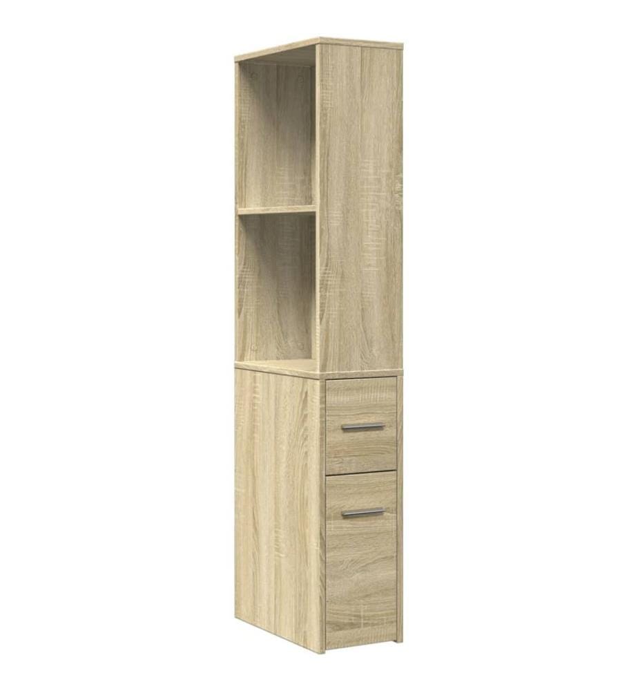 Badschrank Schmal mit Rollen Sonoma-Eiche Holzwerkstoff