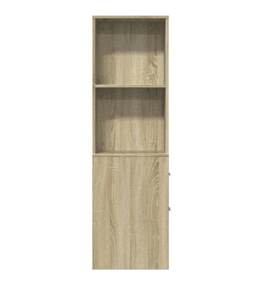 Badschrank Schmal mit Rollen Sonoma-Eiche Holzwerkstoff