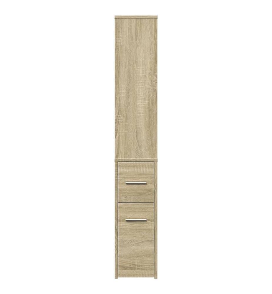 Badschrank Schmal mit Rollen Sonoma-Eiche Holzwerkstoff