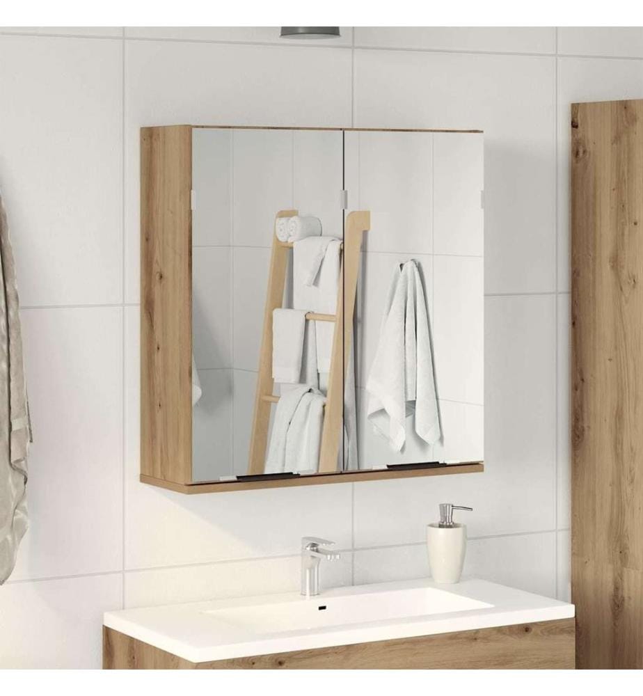 Armoire à miroir de salle de bain chêne artisanal 64x20x66,5 cm