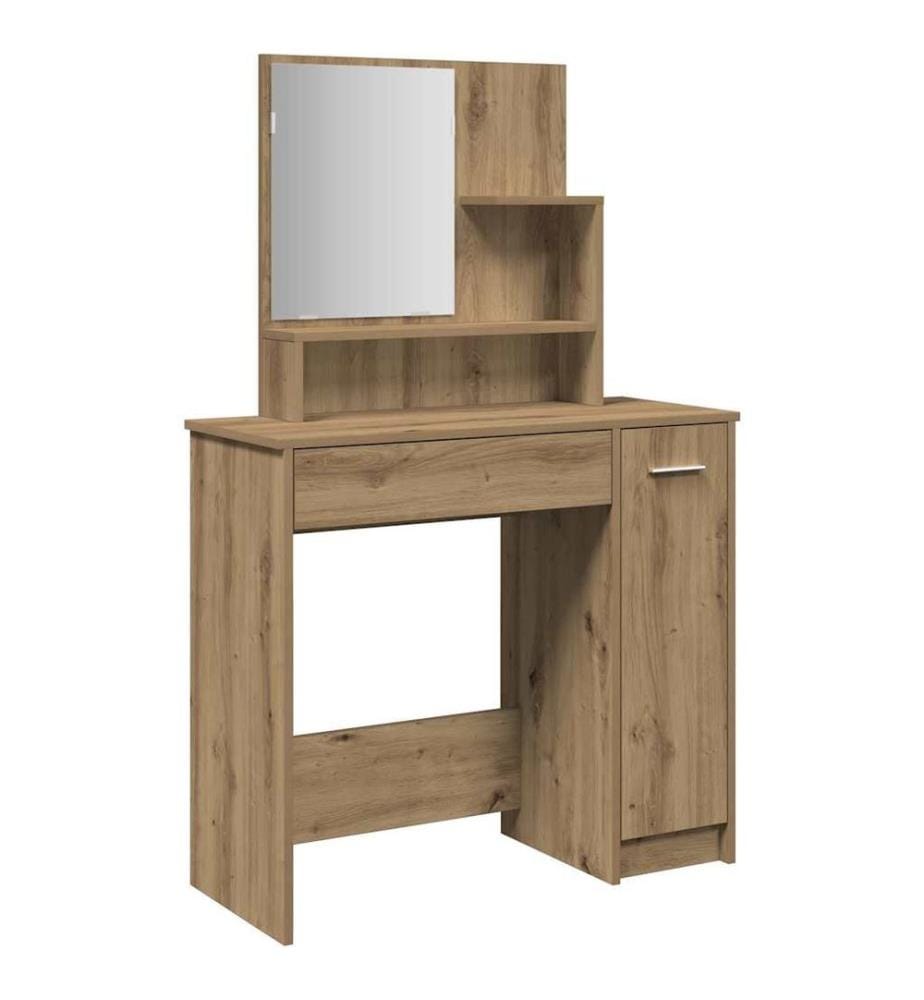 Coiffeuse avec miroir chêne artisanal 86,5x35x136 cm