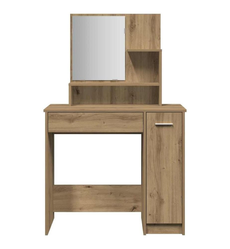 Coiffeuse avec miroir chêne artisanal 86,5x35x136 cm