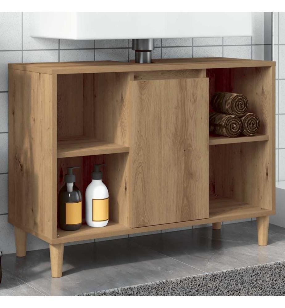 Badschrank Braun Artisan-Eiche 80x33x60 cm Holzwerkstoff