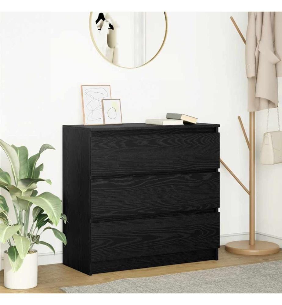 Sideboard Schwarz Eichen-Optik 80x35x76 cm Holzwerkstoff