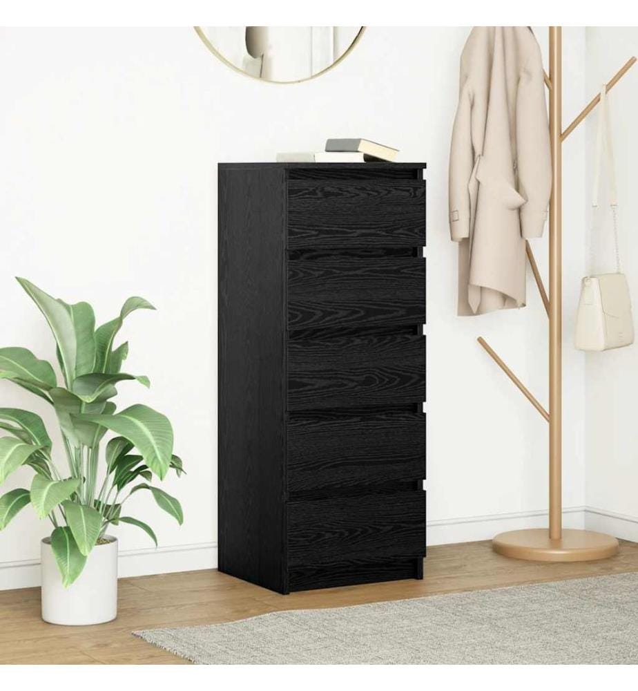 Sideboard mit Schubladen Schwarz Eichen-Optik 37,5x35x99 cm