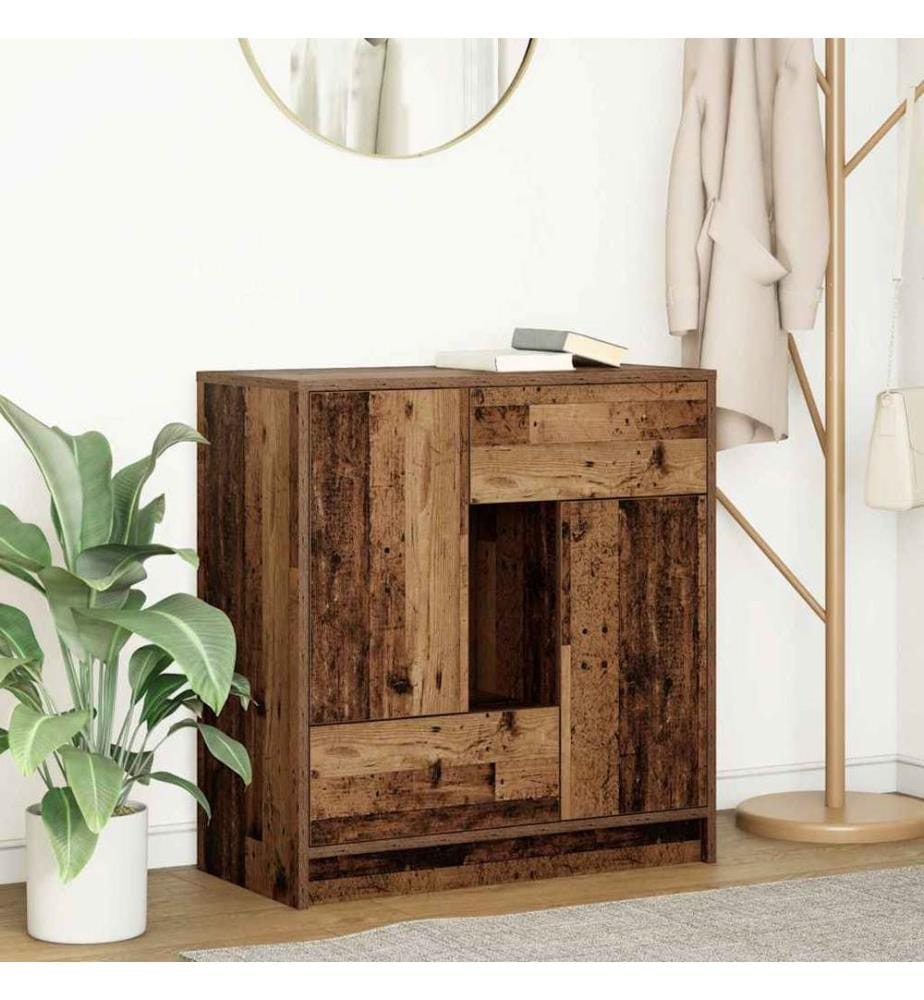 Buffet avec tiroirs et portes vieux bois 70,5x34x74,5 cm