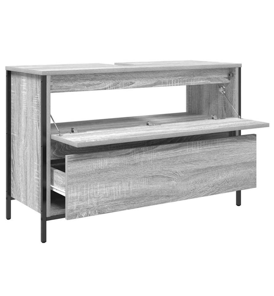 Meuble de salle de bain lavabo tiroirs sonoma gris 90x34,5x60cm