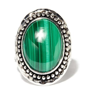 Ring Malinalli Malachit - Versilbert