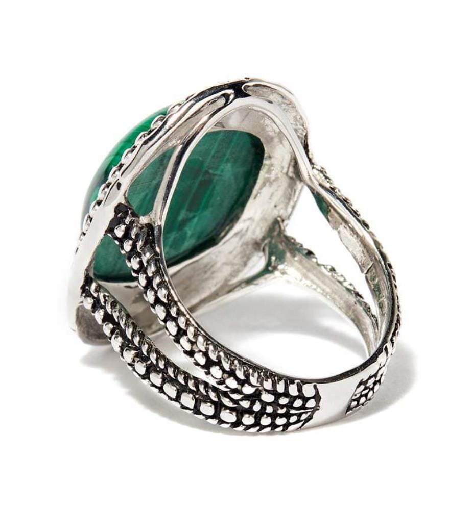 Ring Malinalli Malachit - Versilbert