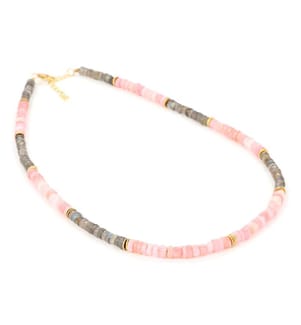 Nahuatl Labradorit und Pink Opal Halskette