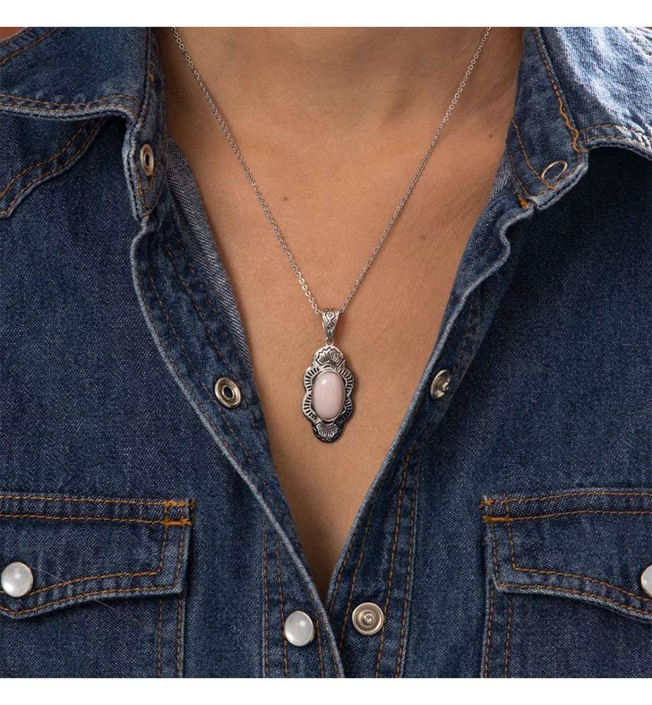 Aluxes Pink Opal Anhänger - Silber