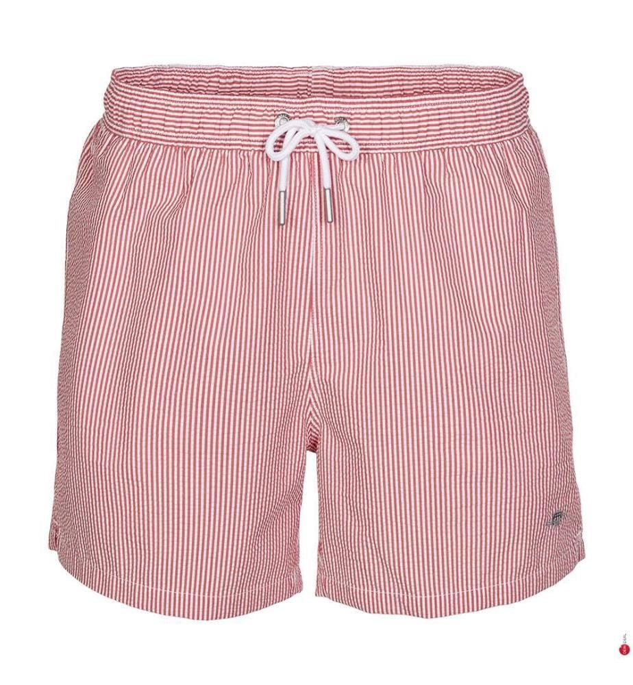 Short de bain en seersucker - rouge rubis