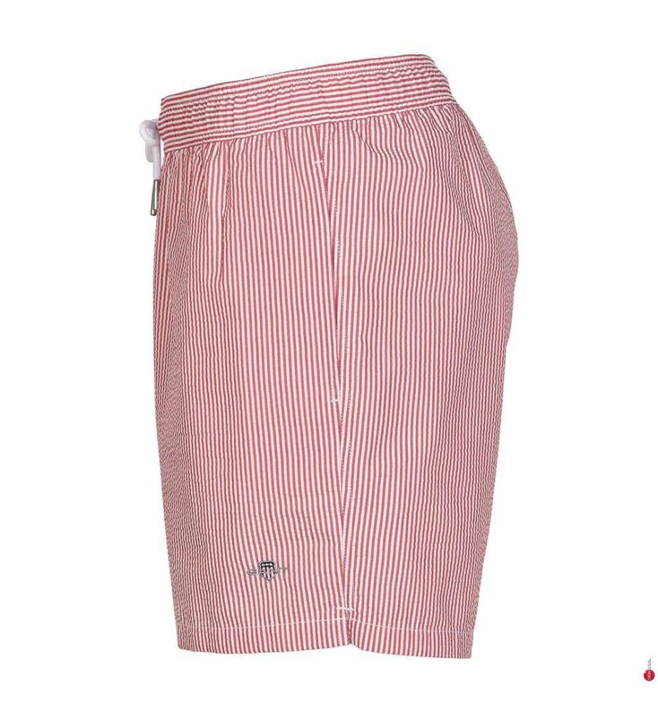 Short de bain en seersucker - rouge rubis