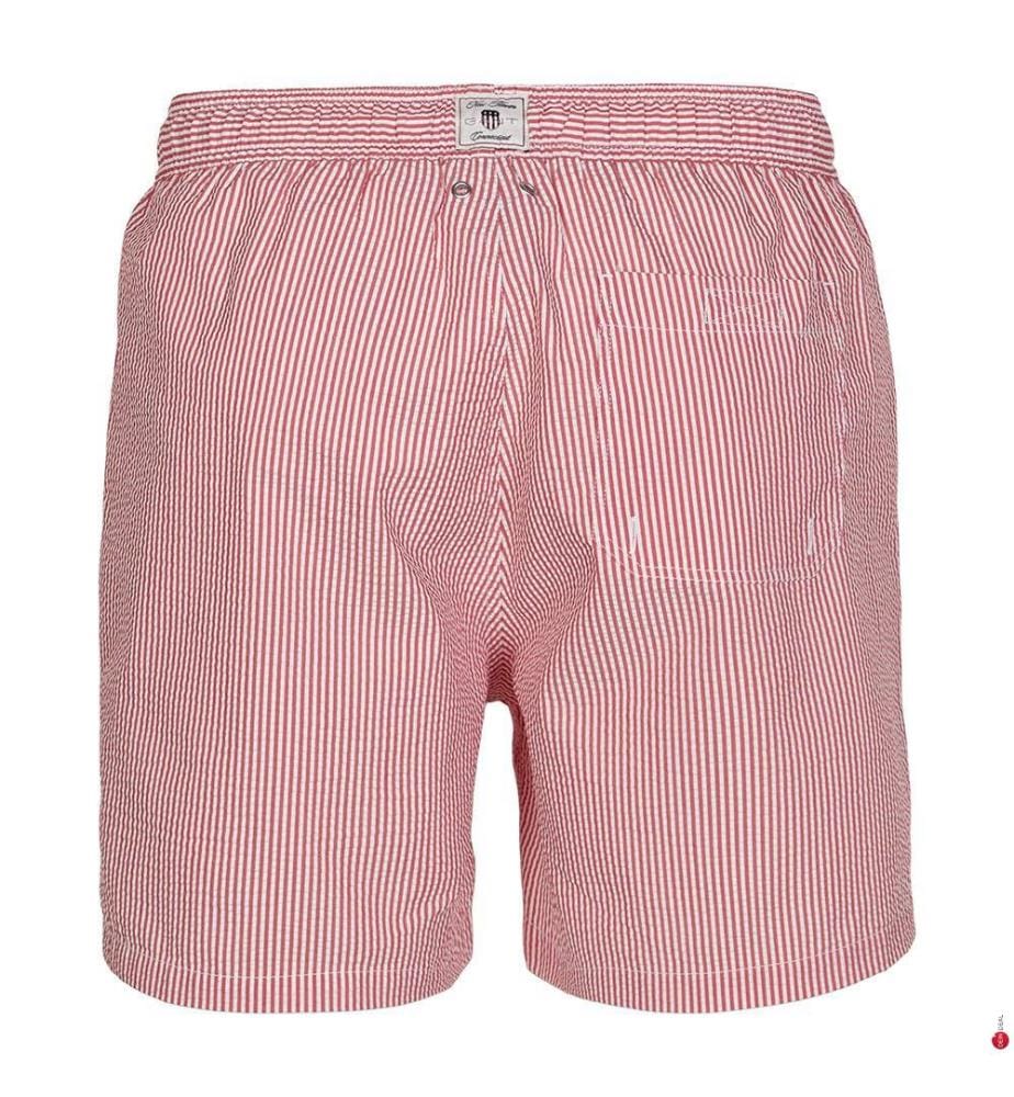 Short de bain en seersucker - rouge rubis