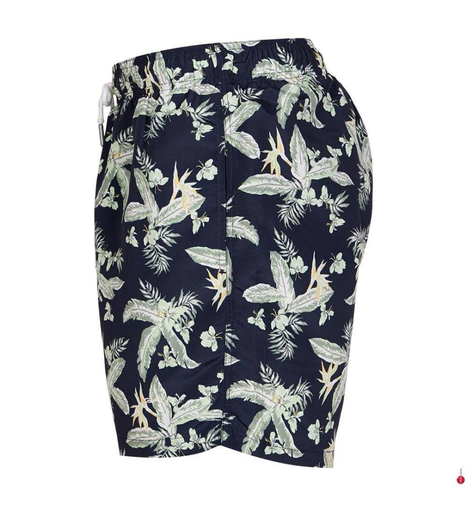 Short de bain imprimé feuilles tropicales - bleu nuit