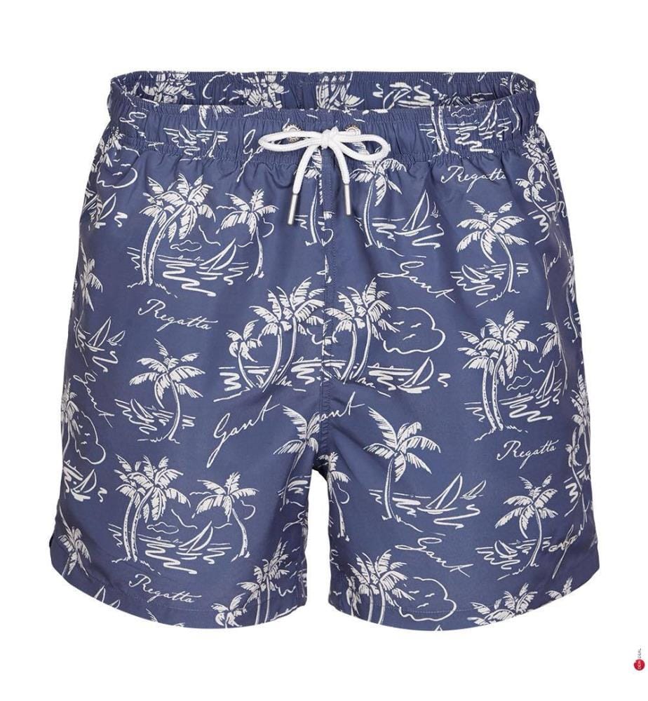 Short de bain imprimé Island - Dusty Navy