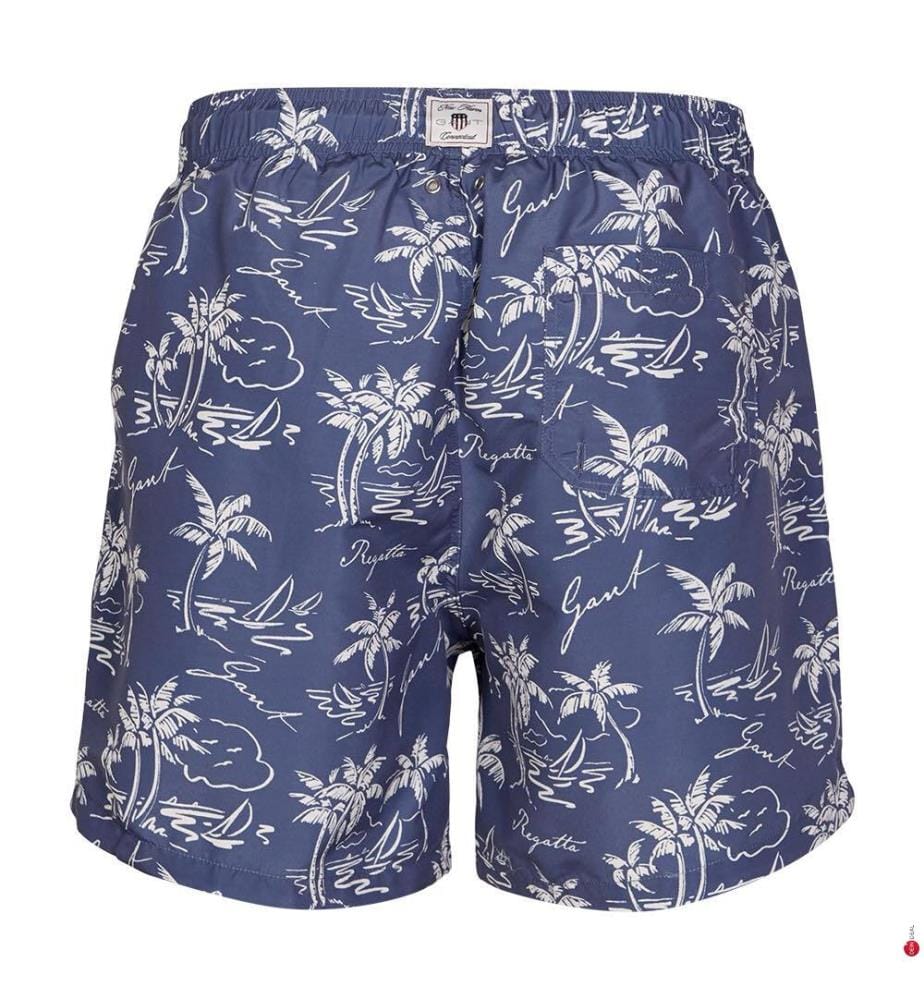 Short de bain imprimé Island - Dusty Navy