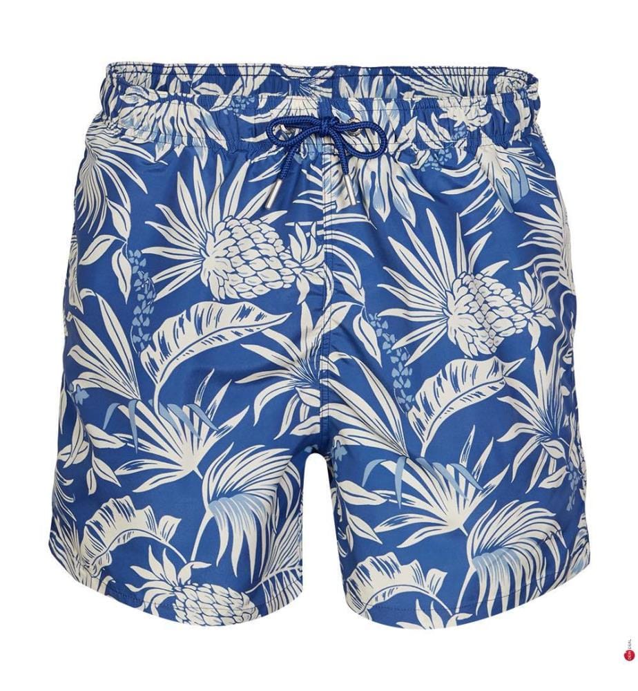 Short de bain imprimé tropical - Bleu riche