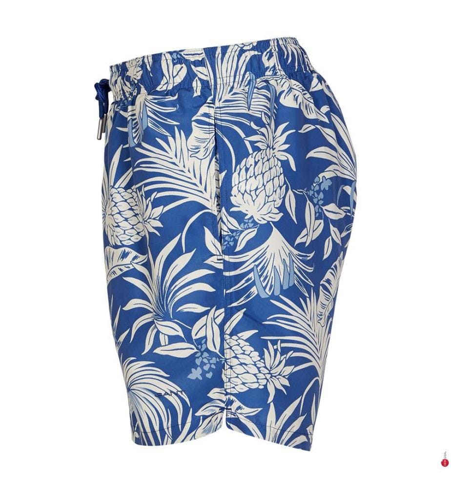 Short de bain imprimé tropical - Bleu riche