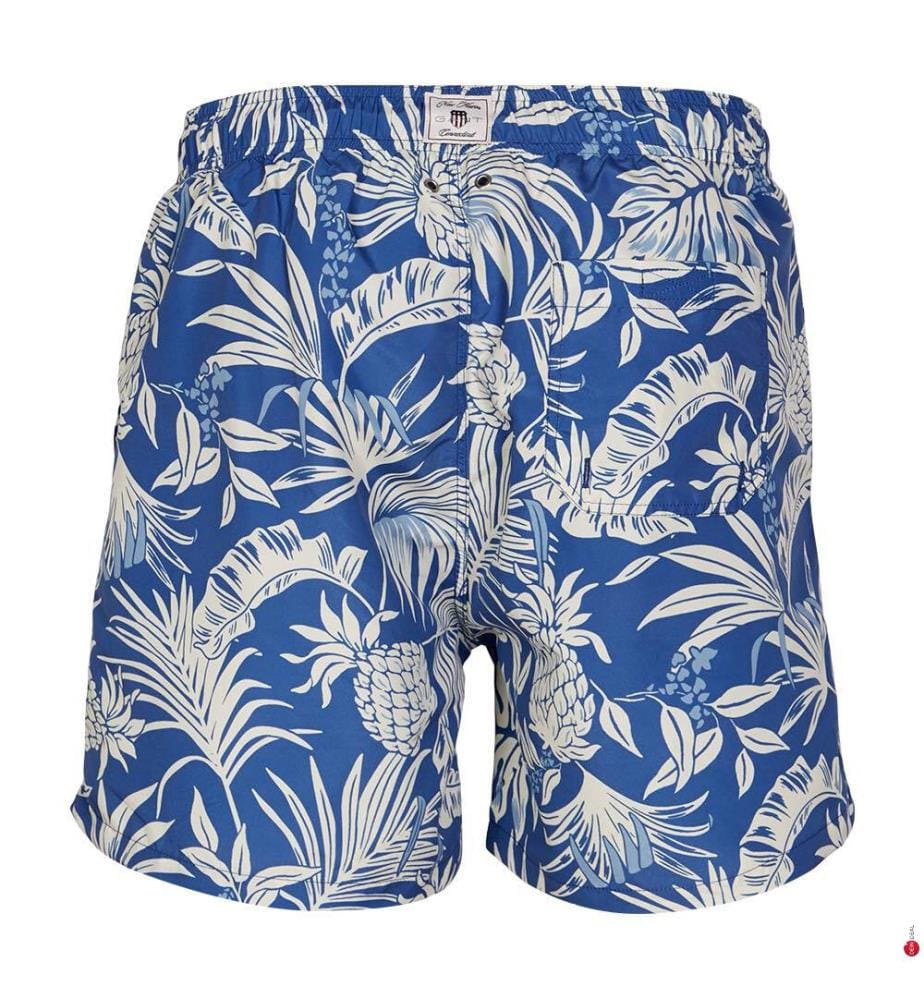 Short de bain imprimé tropical - Bleu riche