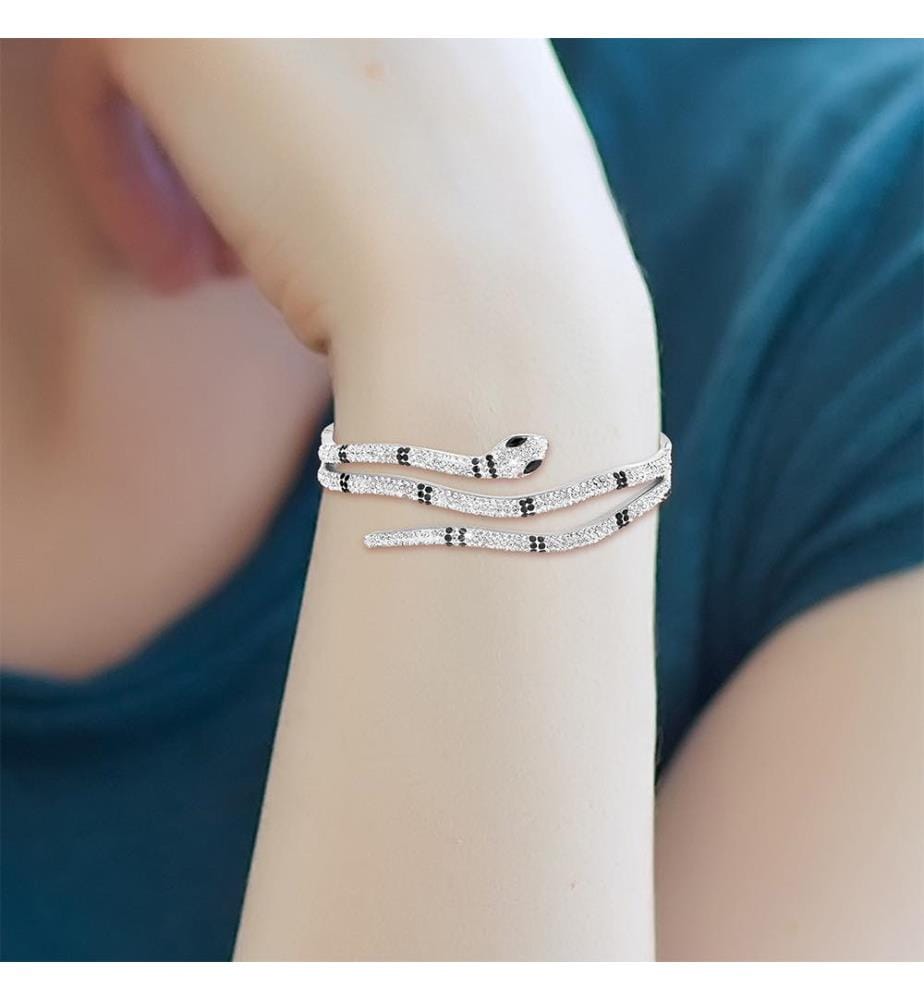 Schlangenarmband aus Edelstahl in Rhodiniertem Stahl - Silber
