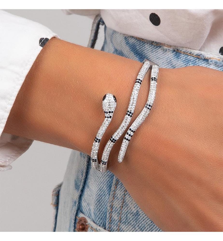 Schlangenarmband aus Edelstahl in Rhodiniertem Stahl - Silber