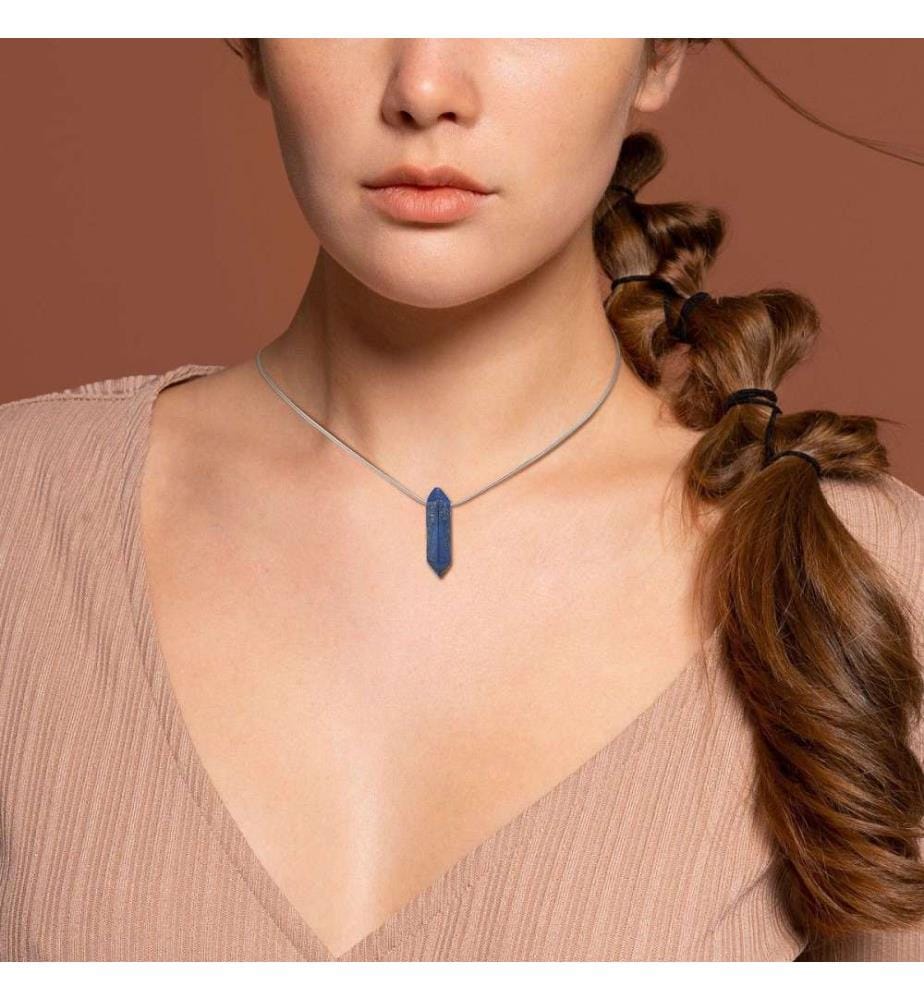 Collana ornata da una pietra naturale - Argentato