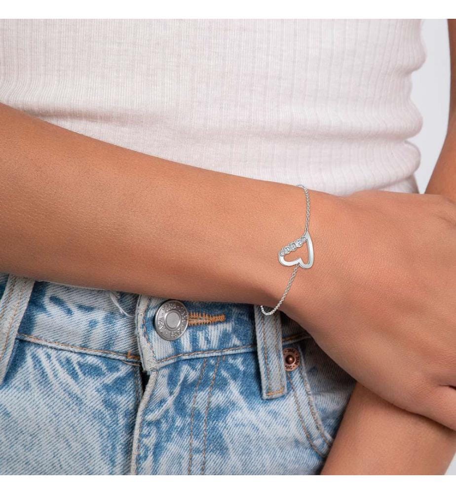 Bracciale a cuore in zirconio - Placcato argento