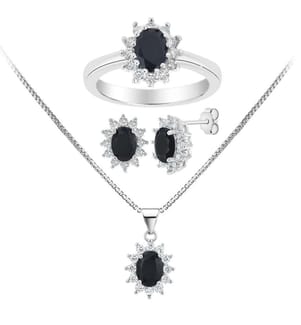 Schmuckset mit Zirkonia - Schwarz