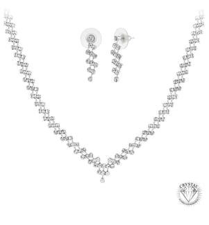 Set Halskette und Ohrringe mit Zirkonia - Silber