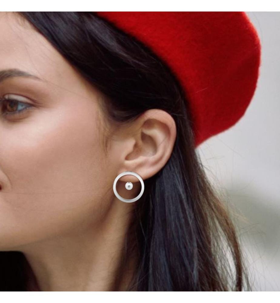 Genuine white diamond earrings - Silver plated