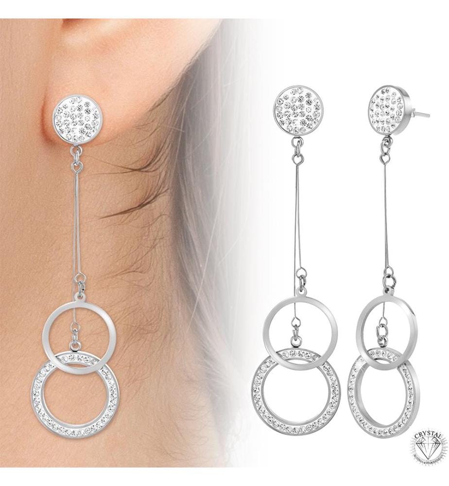 Orecchini con cristalli scintillanti - Placcati in argento