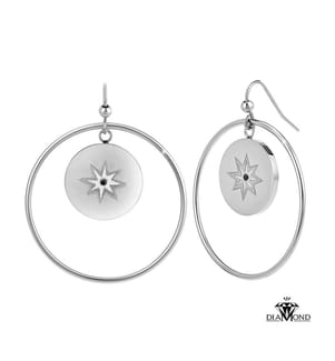 Ohrringe mit echtem Diamanten - Silber und Schwarz