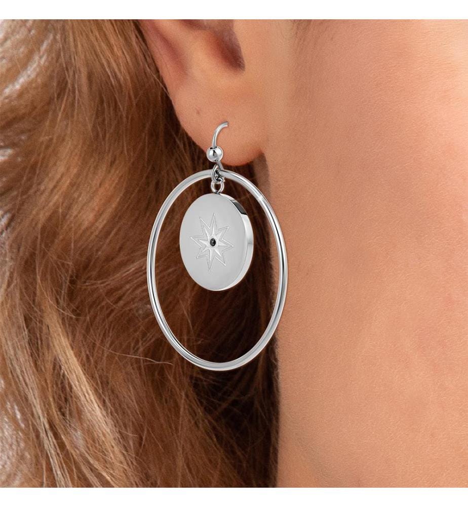 Ohrringe mit echtem Diamanten - Silber und Schwarz