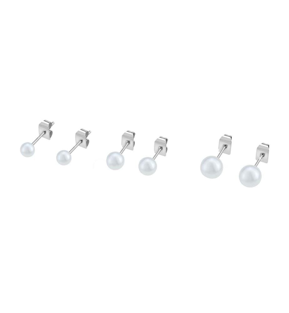 Set of 3 pairs of pearl earrings - Silver plated