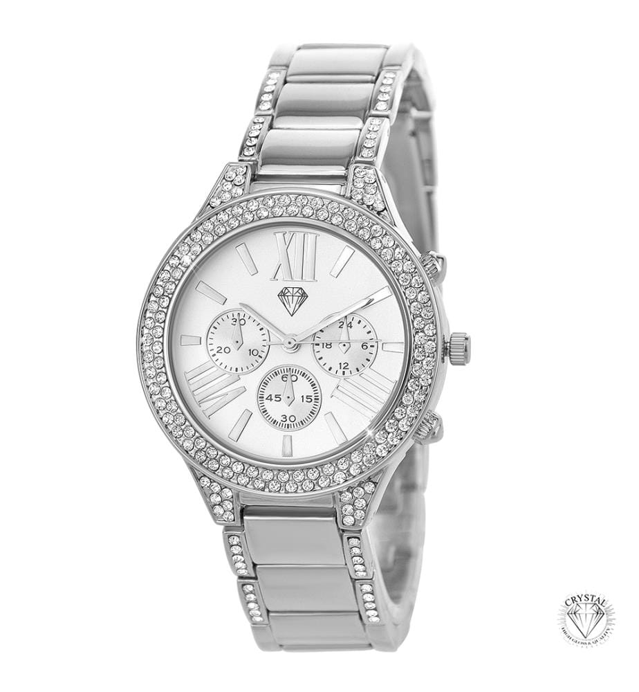 Elegante Uhr mit funkelnden Kristallen - Silber