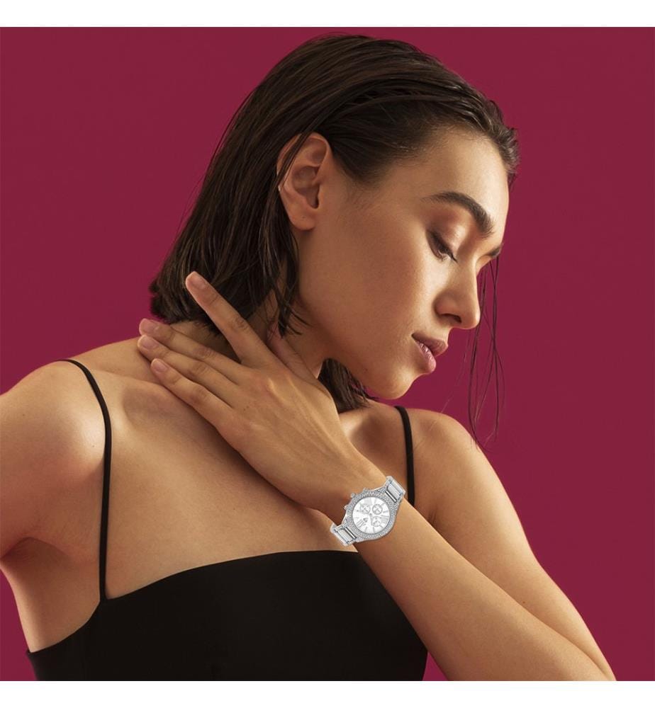 Elegante Uhr mit funkelnden Kristallen - Silber