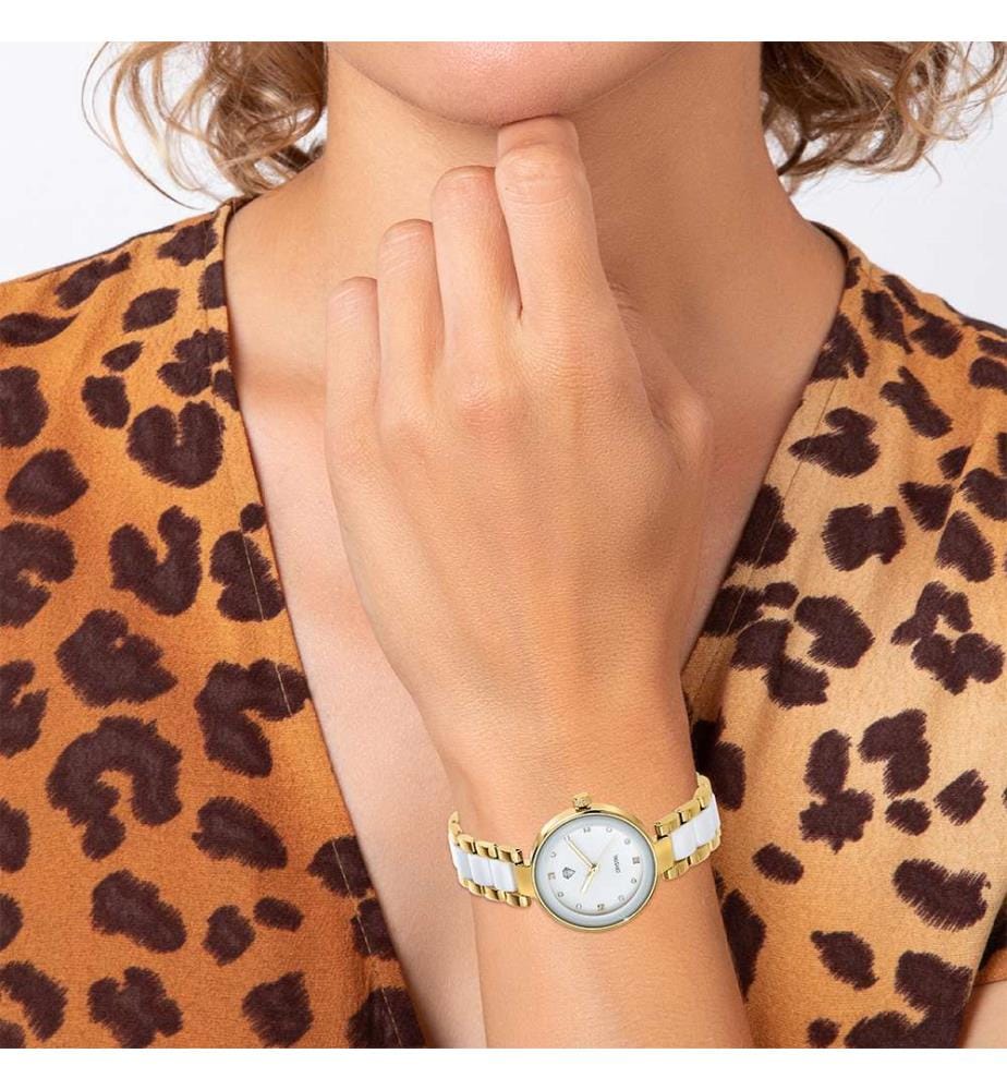 Elegant watch with sparkling crystals - Gold