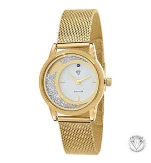 Elegante Uhr mit einem Saphir und funkelnden Kristallen - Vergoldet