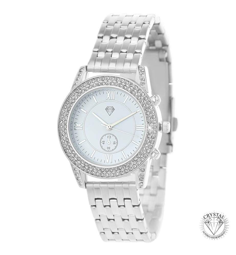 Elegante Uhr mit funkelnden Kristallen - Silber