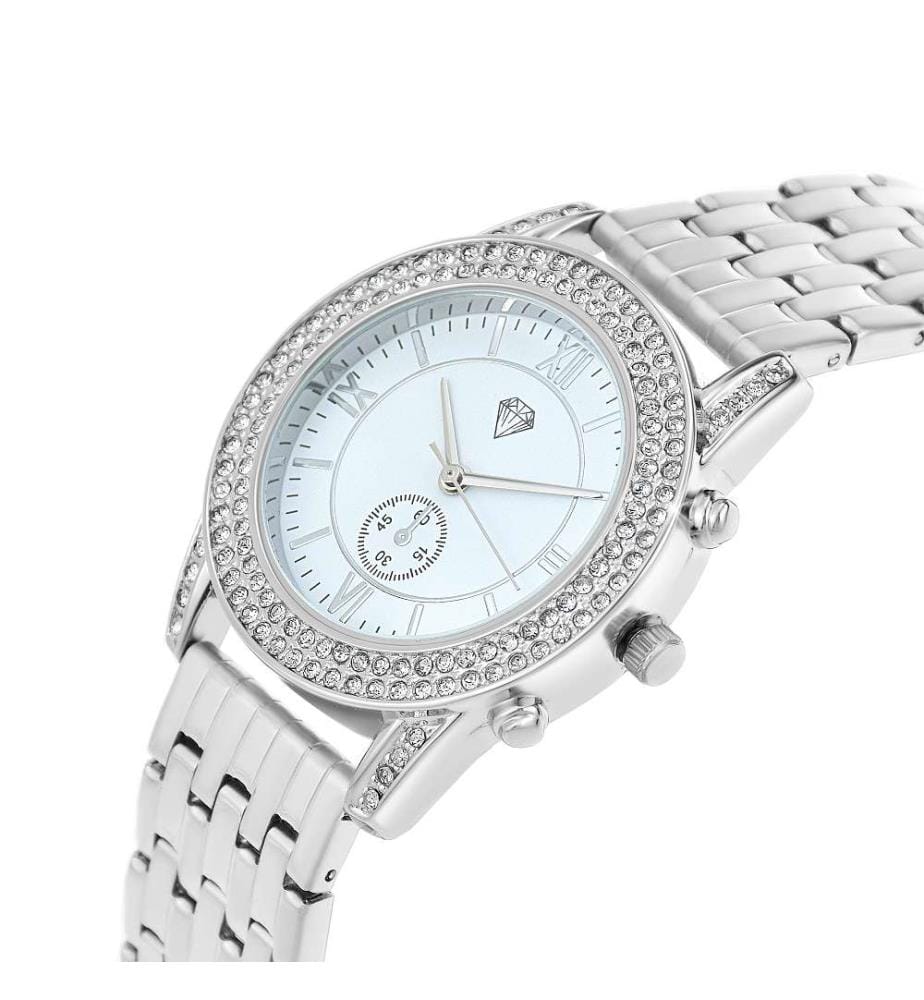 Elegante Uhr mit funkelnden Kristallen - Silber