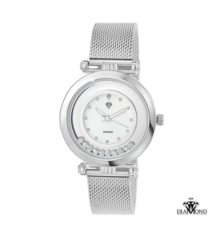 Elegante Uhr mit echtem Diamantbesatz - Silber