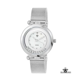 Elegante Uhr mit echtem Diamantbesatz - Silber