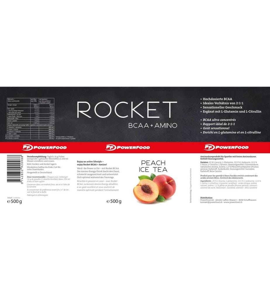 PowerFood One - Poudre One Rocket BCAA Pêche 500 g
