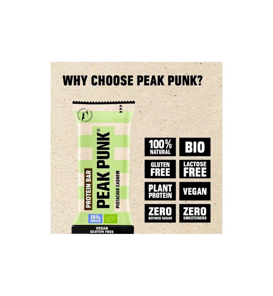 PEAK PUNK - Bio Protein Bar Pistachio Cashew 12 x 55 g